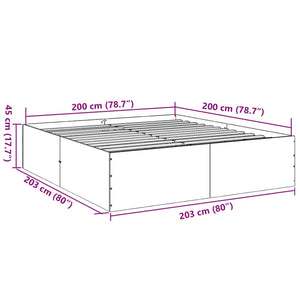 vidaXL Bed Frame Brown Oak Look 200x200 cm Engineered Wood