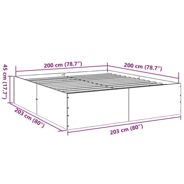 vidaXL Bed Frame Brown Oak Look 200x200 cm Engineered Wood