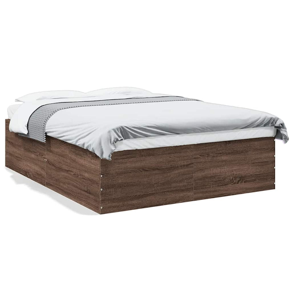vidaXL Bed Frame Brown Oak Look 150x200 cm Engineered Wood