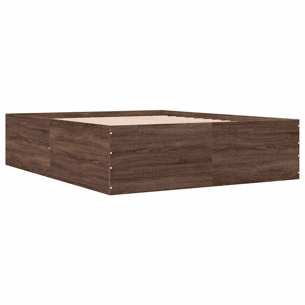 vidaXL Bed Frame Brown Oak Look 150x200 cm Engineered Wood