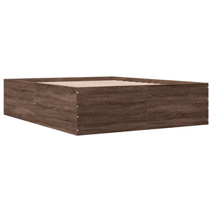 vidaXL Bed Frame Brown Oak Look 150x200 cm Engineered Wood