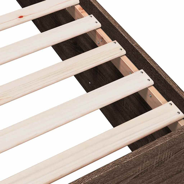 vidaXL Bed Frame Brown Oak Look 150x200 cm Engineered Wood
