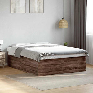 vidaXL Bed Frame Brown Oak Look 150x200 cm Engineered Wood