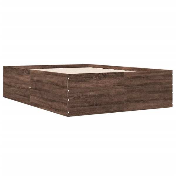 vidaXL Bed Frame Brown Oak Look 140x200 cm Engineered Wood
