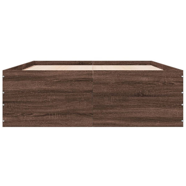 vidaXL Bed Frame Brown Oak Look 140x200 cm Engineered Wood