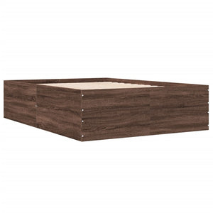 vidaXL Bed Frame Brown Oak Look 140x200 cm Engineered Wood
