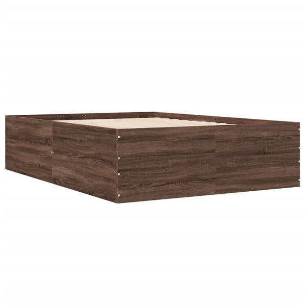 vidaXL Bed Frame Brown Oak Look 140x200 cm Engineered Wood