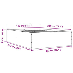 vidaXL Bed Frame Brown Oak Look 140x200 cm Engineered Wood
