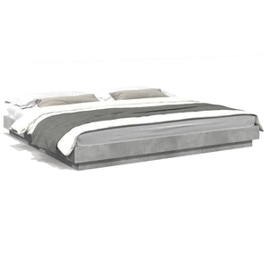vidaXL Bed Frame with LED Concrete Grey 180x200 cm Engineered Wood