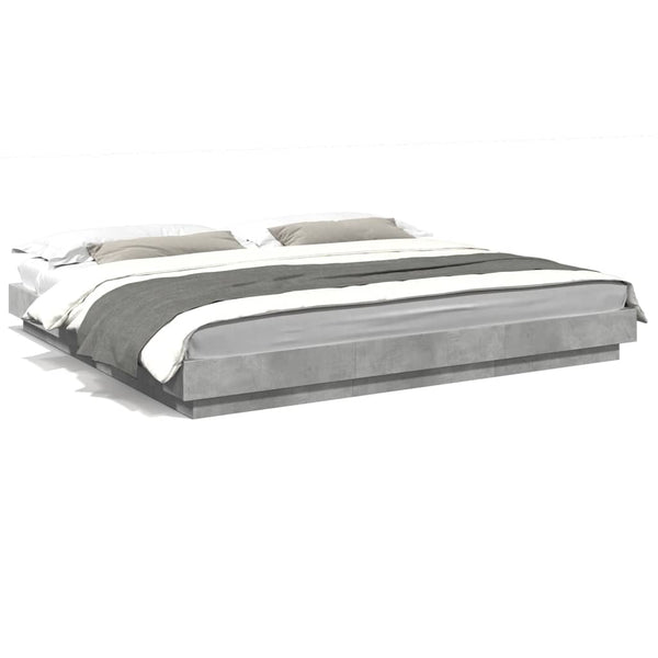 vidaXL Bed Frame with LED Concrete Grey 180x200 cm Engineered Wood