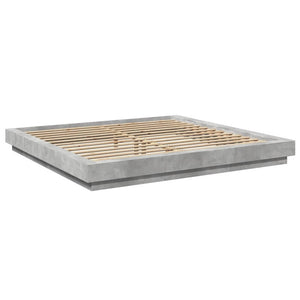 vidaXL Bed Frame with LED Concrete Grey 180x200 cm Engineered Wood