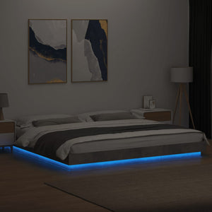 vidaXL Bed Frame with LED Concrete Grey 180x200 cm Engineered Wood