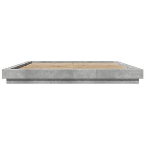vidaXL Bed Frame with LED Concrete Grey 180x200 cm Engineered Wood