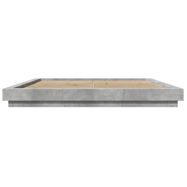 vidaXL Bed Frame with LED Concrete Grey 180x200 cm Engineered Wood