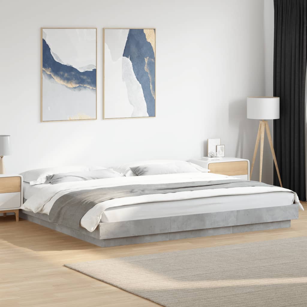 vidaXL Bed Frame with LED Concrete Grey 180x200 cm Engineered Wood