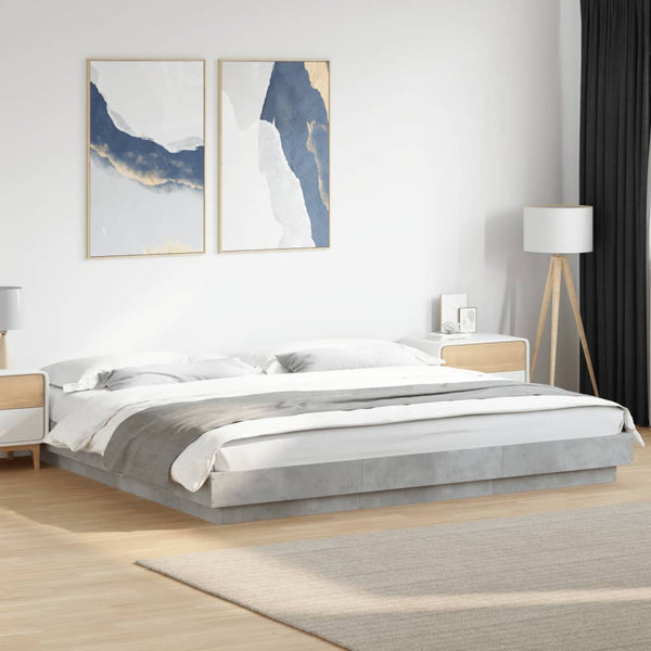 vidaXL Bed Frame with LED Concrete Grey 180x200 cm Engineered Wood