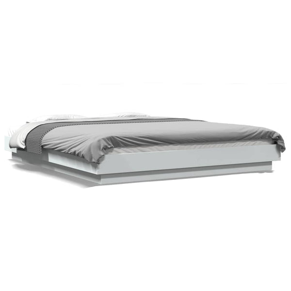 vidaXL LED Bed Frame White 160x200 cm Engineered Wood
