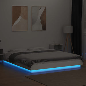 vidaXL LED Bed Frame White 160x200 cm Engineered Wood