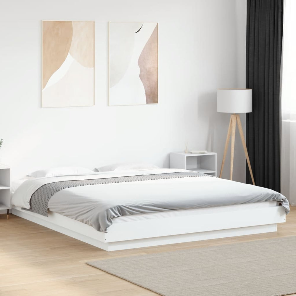 vidaXL LED Bed Frame White 160x200 cm Engineered Wood