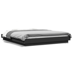 vidaXL LED Bed Frame Black 160x200 cm Engineered Wood