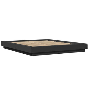 vidaXL LED Bed Frame Black 160x200 cm Engineered Wood