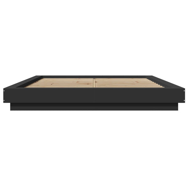 vidaXL LED Bed Frame Black 160x200 cm Engineered Wood
