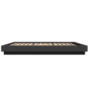 vidaXL LED Bed Frame Black 160x200 cm Engineered Wood