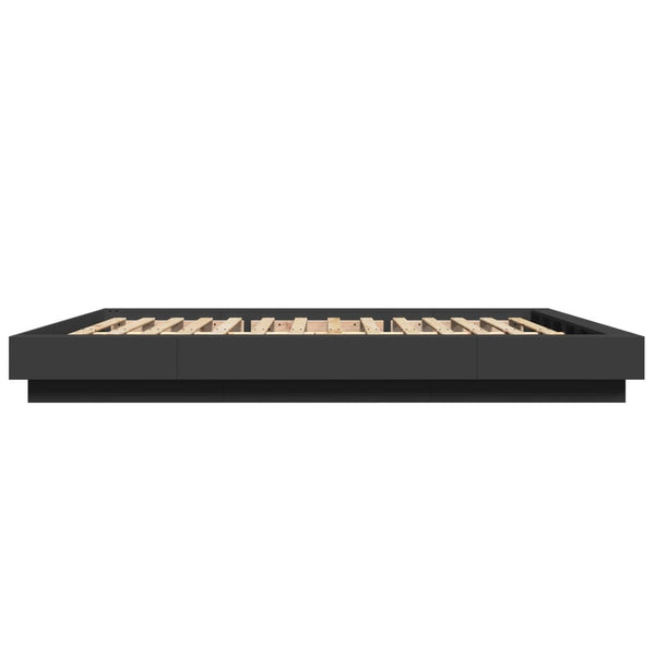 vidaXL LED Bed Frame Black 160x200 cm Engineered Wood