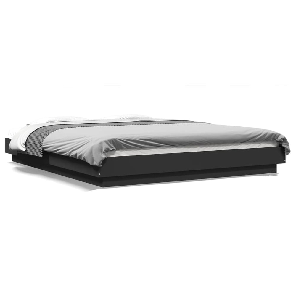 vidaXL LED Bed Frame Black 150x200 cm Engineered Wood