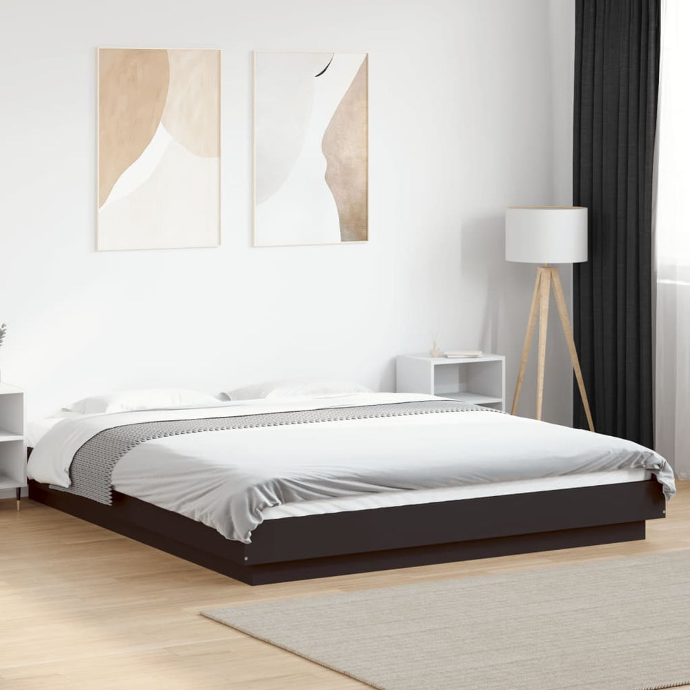 vidaXL LED Bed Frame Black 150x200 cm Engineered Wood