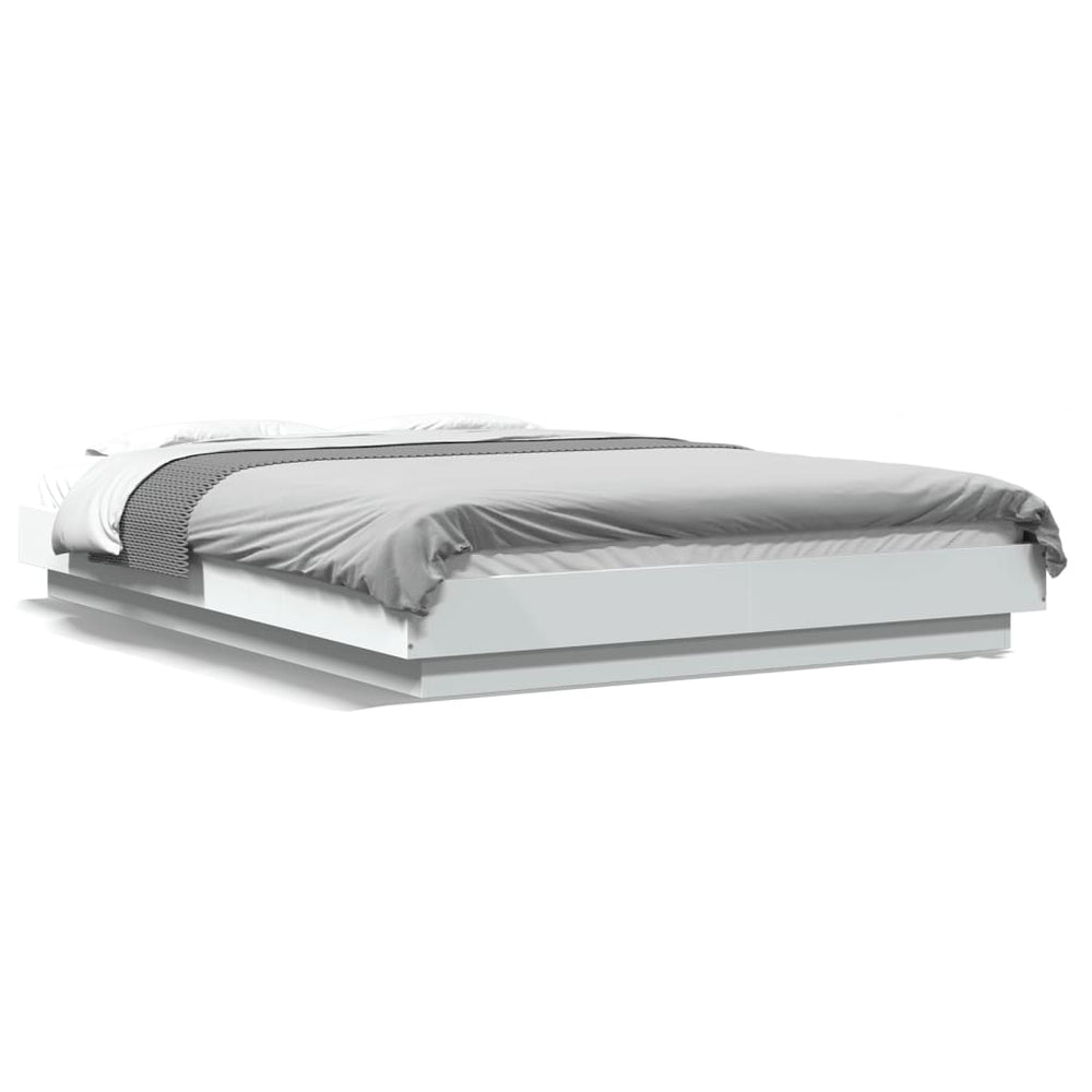 vidaXL LED Bed Frame White 120x200 cm Engineered Wood