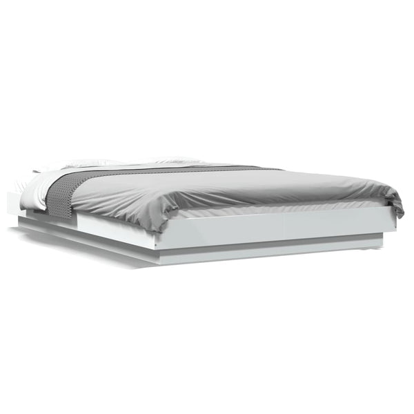 vidaXL LED Bed Frame White 120x200 cm Engineered Wood