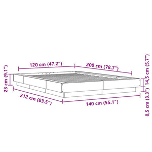 vidaXL LED Bed Frame White 120x200 cm Engineered Wood