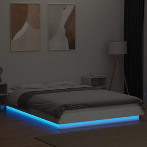 vidaXL LED Bed Frame White 120x200 cm Engineered Wood