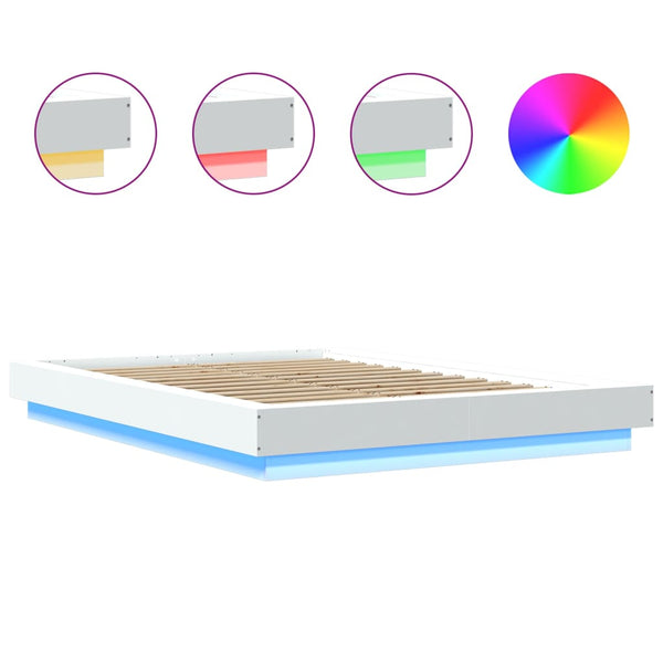 vidaXL LED Bed Frame White 120x200 cm Engineered Wood