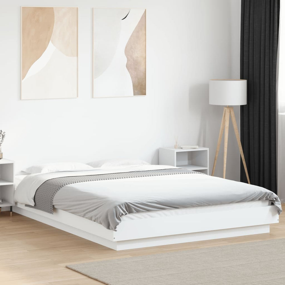 vidaXL LED Bed Frame White 120x200 cm Engineered Wood