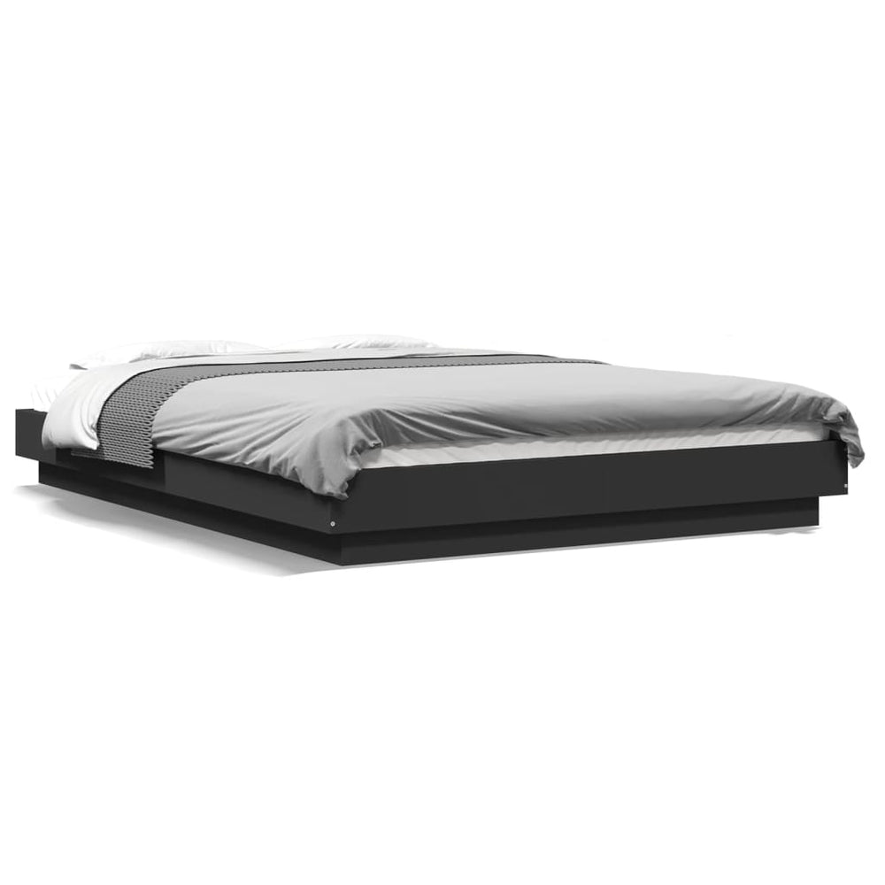 vidaXL LED Bed Frame Black 120x200 cm Engineered Wood