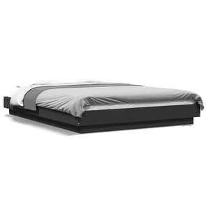 vidaXL LED Bed Frame Black 120x200 cm Engineered Wood