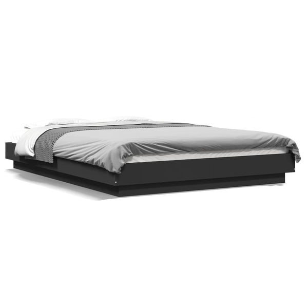 vidaXL LED Bed Frame Black 120x200 cm Engineered Wood