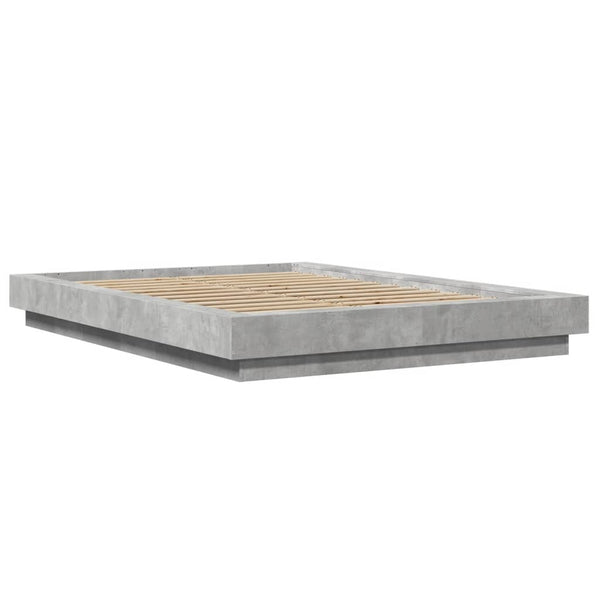 vidaXL Bed Frame with LED Concrete Grey 120x200 cm Engineered Wood