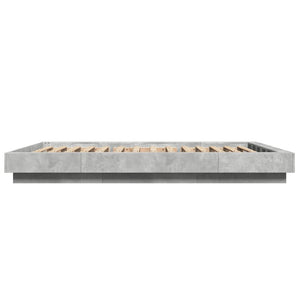 vidaXL Bed Frame with LED Concrete Grey 120x200 cm Engineered Wood