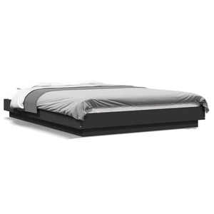 vidaXL LED Bed Frame Black 140x190 cm Engineered Wood