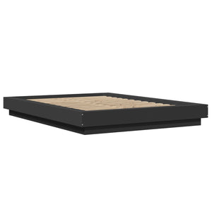 vidaXL LED Bed Frame Black 140x190 cm Engineered Wood