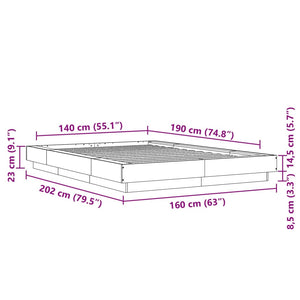 vidaXL LED Bed Frame Black 140x190 cm Engineered Wood