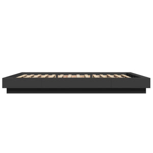 vidaXL LED Bed Frame Black 140x190 cm Engineered Wood