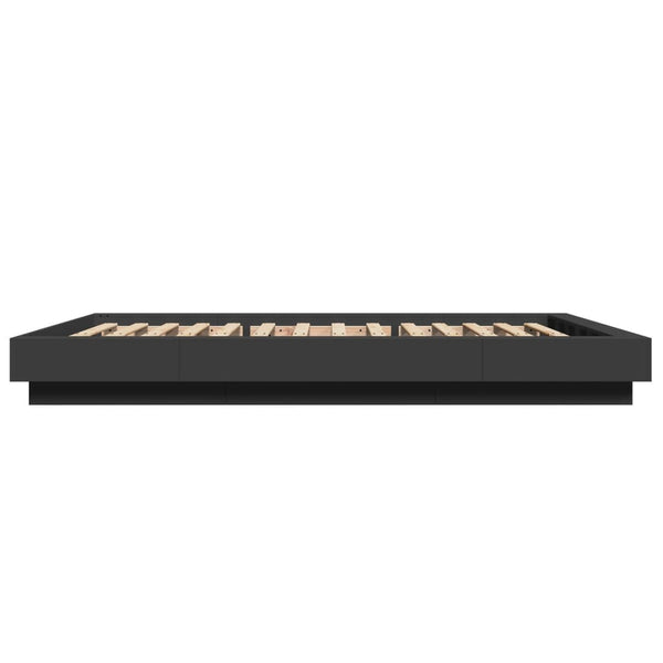 vidaXL LED Bed Frame Black 140x190 cm Engineered Wood