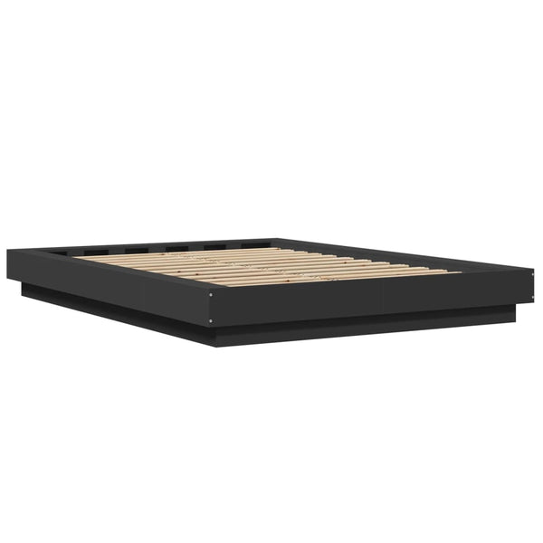 vidaXL LED Bed Frame Black 140x190 cm Engineered Wood