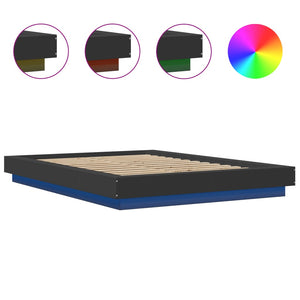 vidaXL LED Bed Frame Black 140x190 cm Engineered Wood
