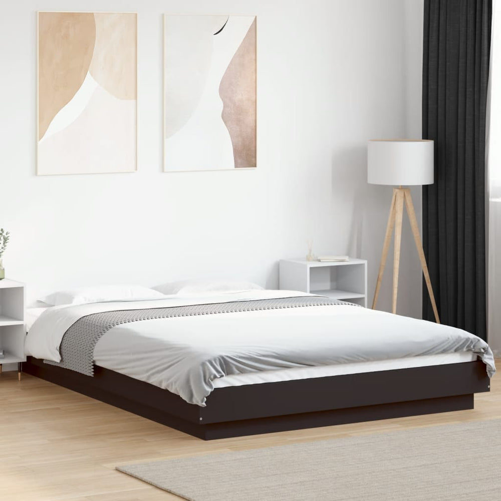 vidaXL LED Bed Frame Black 140x190 cm Engineered Wood