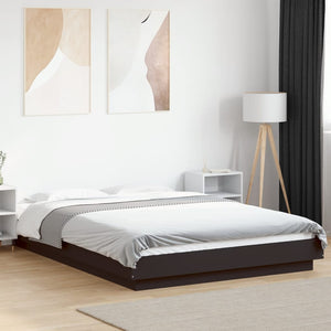 vidaXL LED Bed Frame Black 140x190 cm Engineered Wood